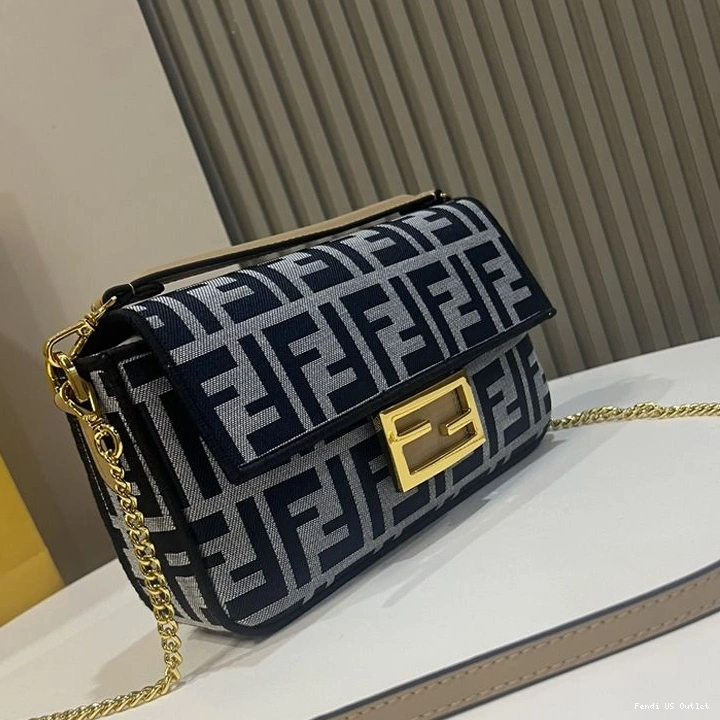 Cheap HOT Baguette Motif Fendi FF Mini Bag In Fabric Black 0725